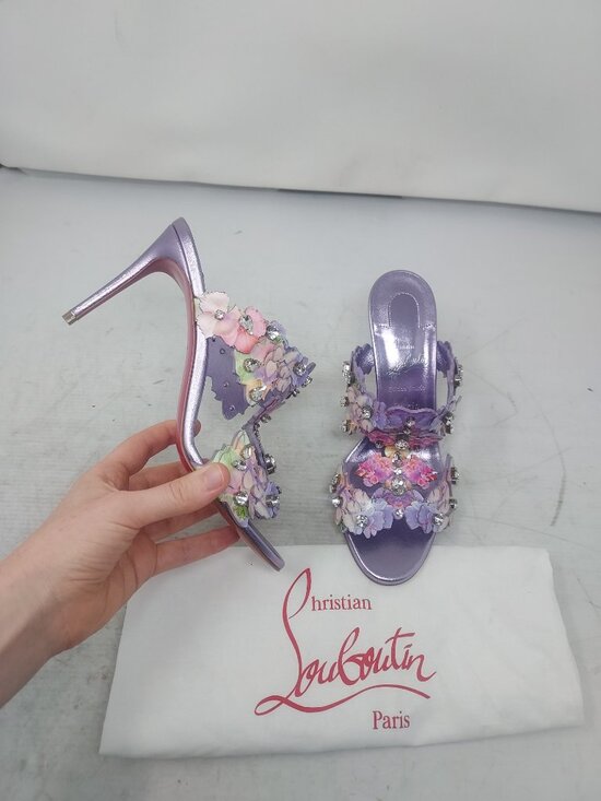 Christian Louboutin Shoes - Christian Louboutin Purple Flora Jewel Heel Sandal